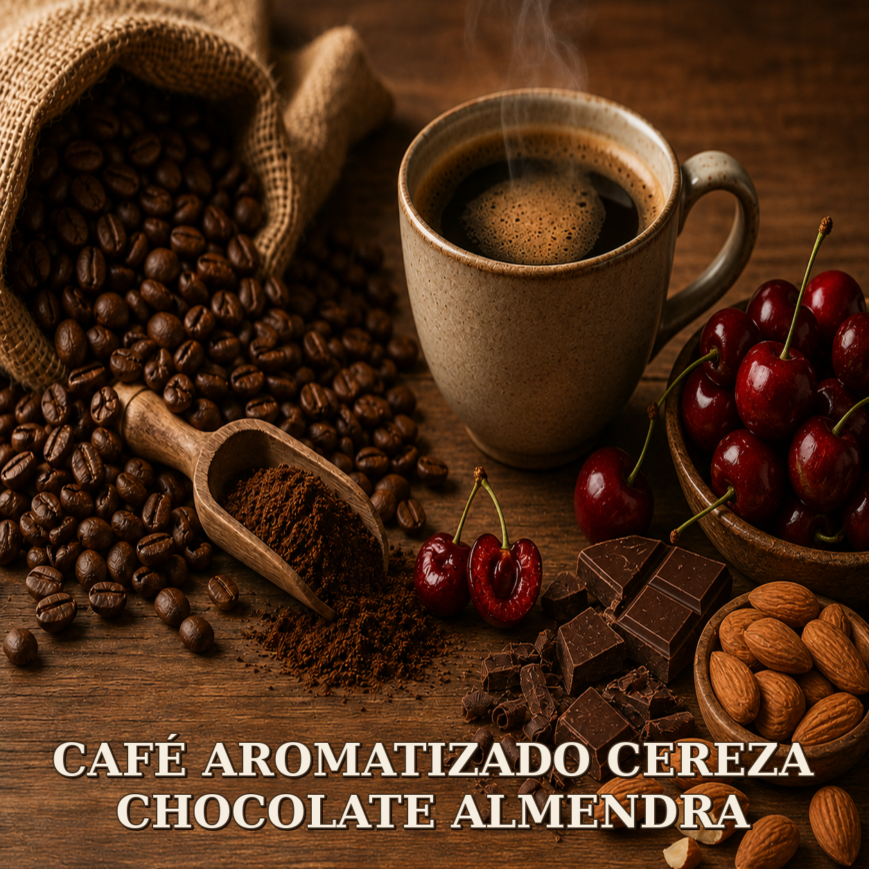 CAFÉ AROMATIZADO CEREZA CHOCOLATE ALMENDRA