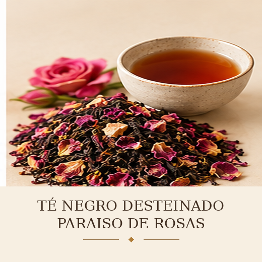 TÉ NEGRO DESTEINADO PARAISO DE ROSAS